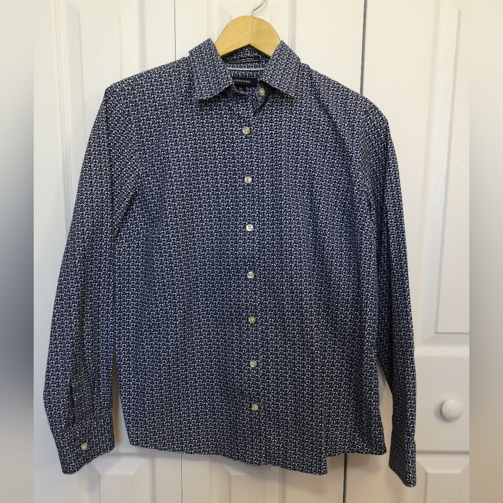 Lands' End Y2K Women's No Iron Pinpoint Oxford Shirt Size 12